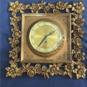 Vintage Gold Floral Wall Clock
